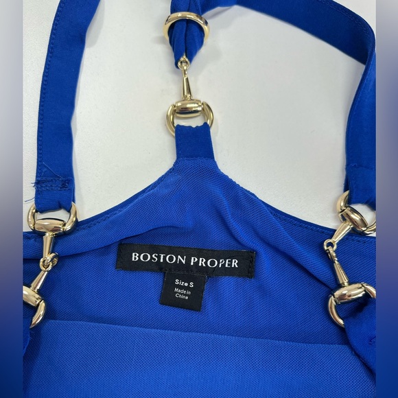 Boston Proper Hardware Detail Blouson Knit Top Deep Ocean Blue NEW Size Small - Picture 5 of 13